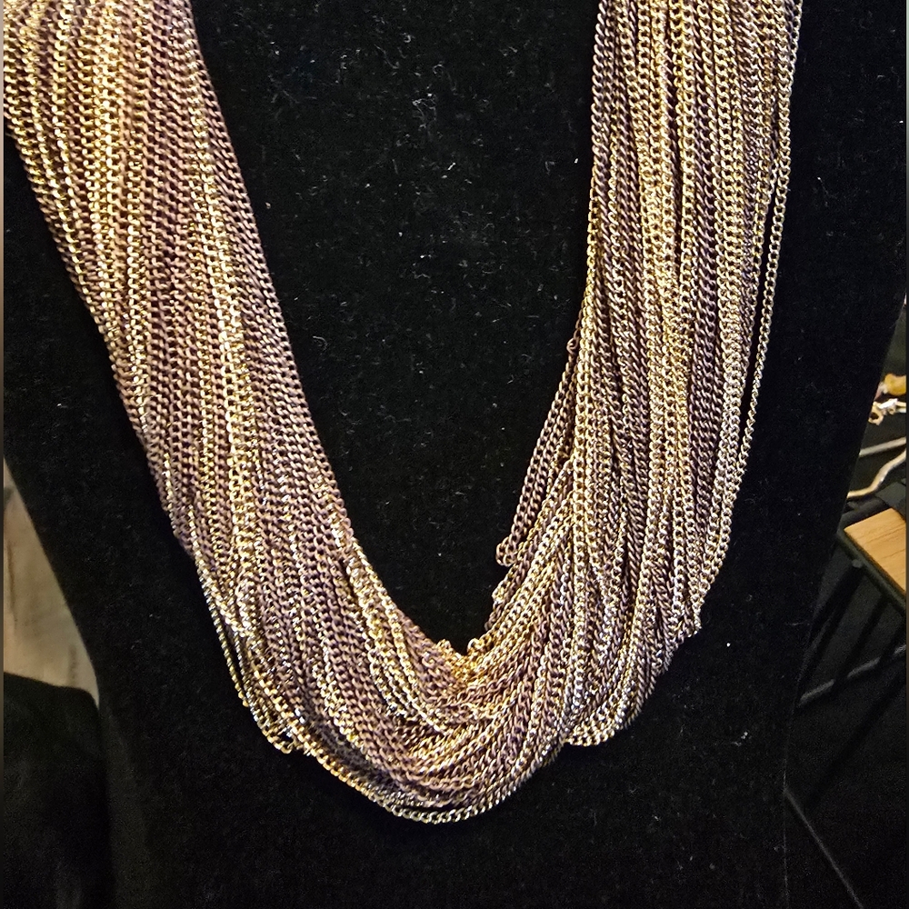 Elegant Two-tone Metal Multi-Strand Necklace